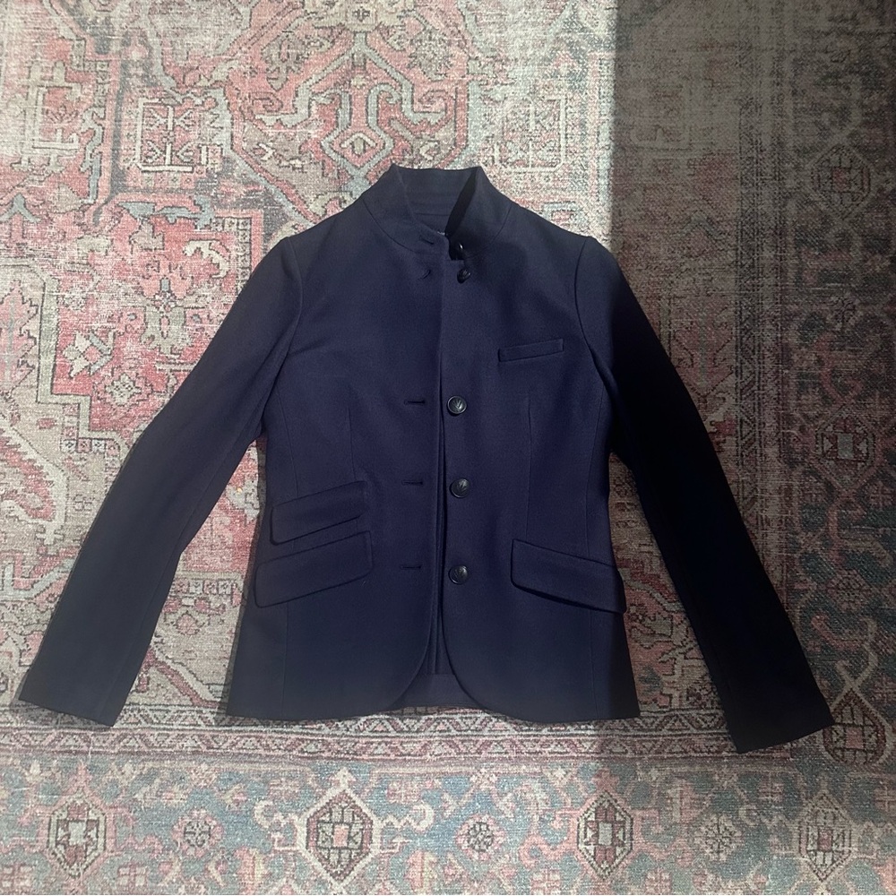 rag & bone Navy Stand-Collar Military Blazer